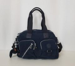 Kipling ボストンバッグ ブラック ゼブラ柄ミニショルダーカ-ド入付き 