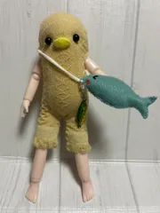 釣り人・トリ人(15cmボディ) とり　鳥　ソックアニマル　ぬいぐるみ　ハンドメイドのサムネイル