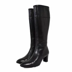 トラサルディ TRUSSARDI ロングブーツ ミドルヒール 無地 サイドジップ ポインテッドトゥ プレーントゥ 23 1/2 黒 ブラックのサムネイル