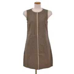 Sマックスマーラ 'S Max Mara ワンピース ノースリーブ 蛇の目 サークルパターン 総柄 クルーネック バックジップ 42 茶 ブラウン ベージュ 92211141070