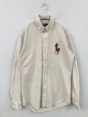 Polo by Ralph Lauren ポロバイラルフローレン シャツ/ブラウス M ベージュ コットン 無地 ワンポイント 刺繍 ミドル丈 長袖 ボタンダウン メンズ