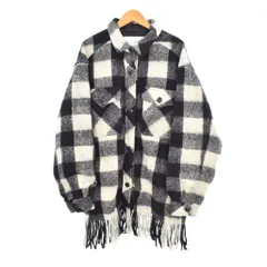 ダブルスタンダードクロージング ダブスタ DOUBLE STANDARD CLOTHING フリンジジャケット チェック F 黒 ブラック 白 ホワイト 0204-370-213のサムネイル