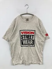 VISION STREET WEAR ヴィジョンストリートウェア Tシャツ/カットソー M グレー 前面プリント ブランドロゴ ミドル丈 半袖 クルーネック(丸首) メンズ レディース