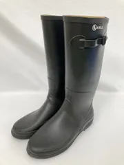 AIGLE エーグル レインシューズ 39 ブラック 無地 ラウンドトゥ ロング ブーツ型 メンズ レディース