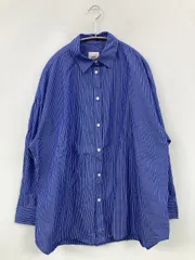 GEORGE'S ジョルジュ シャツ/ブラウス F ブルー コットン ストライプ柄 ロング丈 長袖 レギュラーカラー レディース