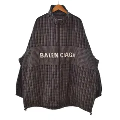 バレンシアガ BALENCIAGA 19SS ポプリンチェック トラックジャケット ロゴ刺繍 チェック柄 ブルゾン ハイネック 44 黒 ブラック 白 ホワイト JP57 2018 00181のサムネイル