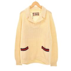 구찌 GUCCI 22SS 셰리 라인 니트 스웨터 타이거 자수 M 아이보리 686071 ☆AA