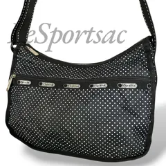 【MY0769】LeSportsac レスポートサック ショルダーバッグ 斜め掛け ブラック ドット 柄 ナイロン レディース ファスナー