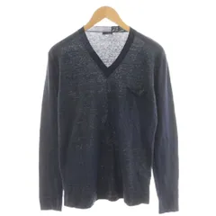 パオロペコラ PAOLO PECORA ニット カットソー 長袖 Vネック 麻 リネン シルク混 絹 M 紺 ネイビー /AN54 ■BMのサムネイル