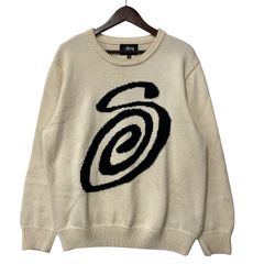 Stussy スワールロゴ ニットセーター L クリーム - メルカリ