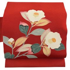 名古屋帯 塩瀬 椿の花模様 金駒刺繍 金彩 KO-1572 - メルカリ