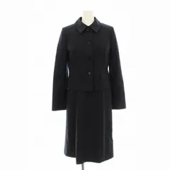 ハロッズ Harrods 2点セット スーツ ステンカラージャケット ワンピース ミモレ ロング 半袖 ウール 2 紺 ネイビー 18100131 18108071 /KU ■BMのサムネイル