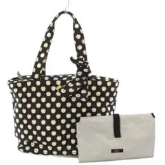 ケイトスペード KATE SPADE マザーズバッグ トートバッグ ハンドバッグ りんご柄 リンゴ柄 ナイロン 黒 ブラック アイボリー /BB