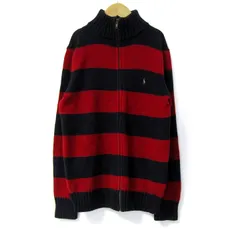 ポロバイラルフローレン ブルゾン ジャケット アウター ニット ボーダー キッズ 男の子用 160サイズ 赤×紺 Polo by Ralph Lauren 【中古】のサムネイル