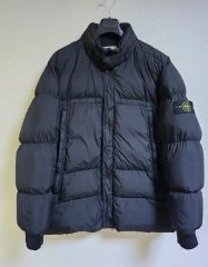 美品 STONE ISLAND ダウン アウター ロゴ シームレス ワッペン 黒