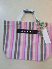MARNI MARKET 逆台形のトートバッグ ベージュ系ストライプ - メルカリ