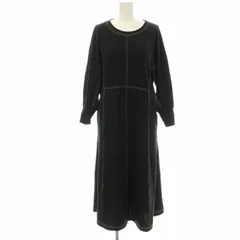 ナノユニバース nano universe LB.04 WEB限定 配色ステッチ 袖ボリューム ワンピース ロング P 黒 ブラック 6733119318 /☆G