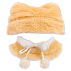 推し活 オタ活 アクセサリー 人形 着ぐるみ マスコット 10cmぬい服　イエロー kpopdoll 猫耳ニット帽&ファーポンチョ&マフラーセット コスチューム