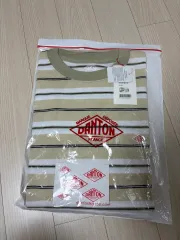 L ダントン ストライプ 長袖 Tシャツ (白xベージュ)のサムネイル