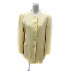 エスカーダ ESCADA ノーカラージャケット ミドル丈 無地 シルク 38 M 黄 イエロー /SY35のサムネイル
