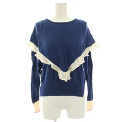 ルルロジェッタ ルールロジェット leur logette ニット カットソー フリル 薄手 長袖 1 青 ブルー 20342 /HNのサムネイル