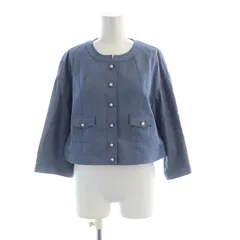 トゥービーシック TO BE CHIC ノーカラージャケット パールモチーフ アウター 40 青 ブルー  W5E03-731-20 /ROのサムネイル