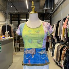 Z ジョンガリアーノ John galliano Y2K T シャツ 花柄 リネン 麻 LINEN