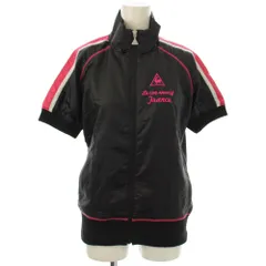 ルコックスポルティフ le coq sportif ライダースジャケット 黒 ピンク ナイロン 半袖 ジップアップ /JP