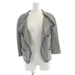トゥービーシック TO BE CHIC ノーカラージャケット ボーダー カットオフ パールモチーフ 黒 ブラック 白 ホワイト /ROのサムネイル