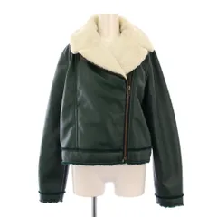 リーバイス Levi's ライダースジャケット フェイクレザー フェイクファー アウター ショート丈 ジップアップ M 緑 グリーン /BBのサムネイル