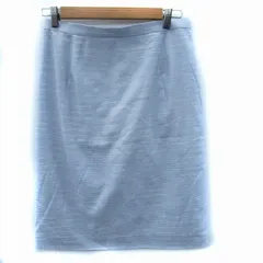 マダムジョコンダ MADAM JOCONDE フレアスカート ミモレ丈 ボーダー柄 40 L 水色 ライトブルー /SM34のサムネイル