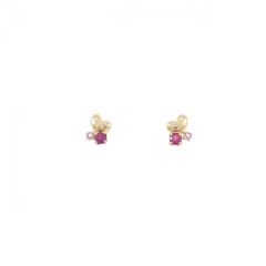 6月16日23:59まで値下げ】【美品】K18PG天然ルビー7mmハートピアス 