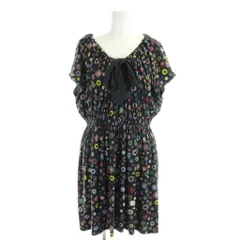シンシアローリー CYNTHIA ROWLEY ワンピース 2 黒 ブラック 花柄 リボン ドルマンスリーブ ミニ丈 /APのサムネイル