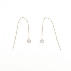 Pt900 一粒ダイヤ スルーピアス 0.14ct プラチナ ロング ペア - メルカリ