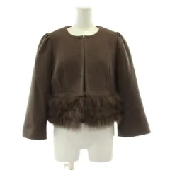 トゥービーシック TO BE CHIC ノーカラージャケット ウール混 X 茶 ブラウン長袖 ファー付き /AUのサムネイル