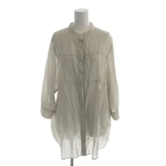 ピエールカルダン Pierre Cardin シャツ ブラウス 46 グレー ベージュ バンドカラー 七分袖 シアー /APのサムネイル