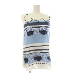 マックスマーラ ウィークエンドライン MAX MARA WEEKEND LINE XS 白 水色 カットソー 切替 柄 ノースリーブ /JPのサムネイル