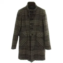 ザラ ベーシック ZARA BASIC コート ウール EUR L 黒 ブラック アイボリー チェック柄 スタンドカラー 長袖 ハーフ丈 /GGのサムネイル