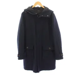 ジョンブル JOHNBULL 中綿コート ウール混 ロング ジップアップ L 紺 ネイビー /HNのサムネイル