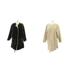 ユナイテッドアローズ A DAY IN THE LIFE UNITED ARROWS ノーカラーコート ロング リバーシブル アウター コーデュロイ ボア 36 黒 ブラック アイボリー 6427-699-0086 /YM ■MAのサムネイル