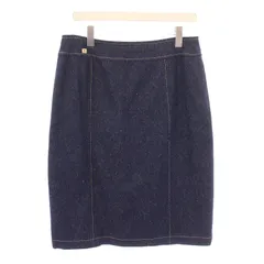 レオナール LEONARD FASHION タイトスカート ミモレ ロング シルク 無地 75-99 紺 ネイビー /BBのサムネイル