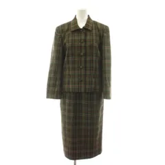 アクアスキュータム AQUASCUTUM スーツ セットアップ ステンカラージャケット タイトスカート ミモレ ロング チェック柄 ウール 9 カーキ /KU ■MAのサムネイル