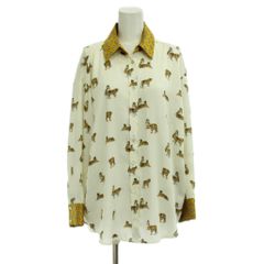 メラーンジュ 馬柄シャツ イエロー Mサイズ オーバーサイズ 長袖 