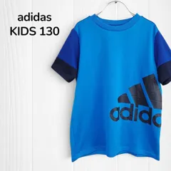 アディダス　adidas　Tシャツ　半袖Tシャツ　クライマライト　climalite　キッズ　ジュニア　130　7歳　8歳　スポーツTシャツ　パフォーマンスロゴ　青　ブルー　男の子　スポーツ　トレーニングウェア　韓国　古着のサムネイル