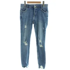 ザラ トラファルック ZARA Trafaluc デニム ジーンズ EUR38 青 ブルー ダメージ加工 切りっぱなし裾 ウォッシュ加工 /AP ■MA