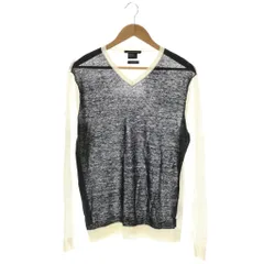 アルマーニエクスチェンジ A/X ARMANI EXCHANGE ニット 長袖 麻 リネン M ホワイト 白 ネイビー 紺色 /ESのサムネイル