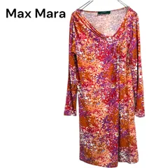 Max Mara マックスマーラ　長袖　ボタニカル総柄　カットソートップス　花柄　Mサイズ　ミニワンピ　チュニック　ピンク系のサムネイル