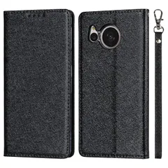 新品 Elick AQUOS sense7 用 ケース 手帳型 薄型 高級PUレザー AQUOS sense7 SH-53C SHG10 ケース マグネット式 ベルトなし ストラップ付き カード収納 アクオス センス7 ケース カバー ブラック