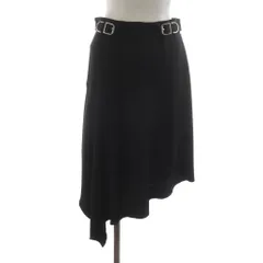 カルヴェン CARVEN スカート ひざ丈 アシンメトリー フレア 絹混 38 黒 ブラック /RRのサムネイル