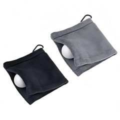 Golf Towel, Golf Ball Cleaner, Golf Cleaning Tool, Golf Towel Wiper, Carabiner and Keychain Buckle, Ball Wiping, Cleaning, Microfiber Towel, Portable, Waterproof, 14*14cm, 2-Pack (Black + Gray)